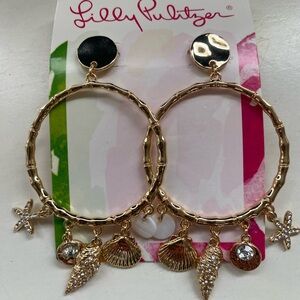 Lilly Pulitzer Gold Hoop Earrings with Sea Charms